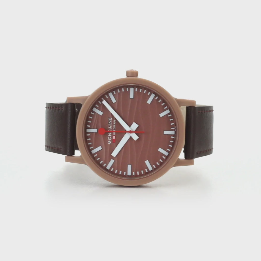 essence Mocha Limited Edition, Brown Vegan Grape Leather, 41 mm, 360 Video of wrist watch