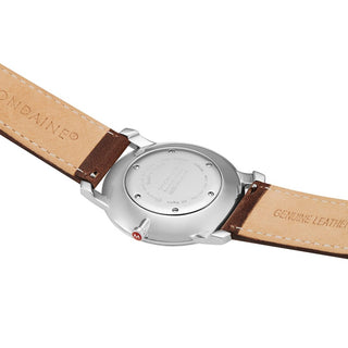 Simply Elegant, 41mm, brown leather watch, A638.30350.11SBG, Case back view with SBB logo