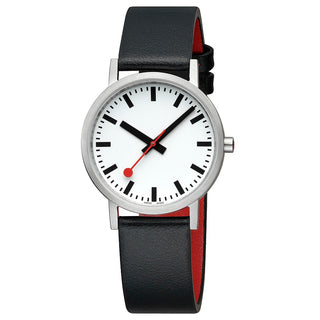 Classic, 36mm, stainless steel brushed Case Material and black vegan grape leather strap, A660.30314.16OMV, Front view