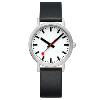 Classic, 40mm, stainless steel brushed Case Material and black vegan grape leather strap, A660.30314.16OMV, Front view