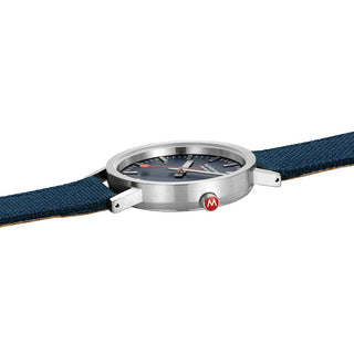 Classic, 36 mm, Deepest Blue Watch, A660.30314.40SBD, Side view with focus on the red crown