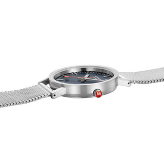 Classic, 36 mm, Stainless Steel Watch, A660.30314.40SBJ, Side view with focus on the red crown