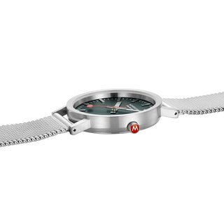 Classic, 36 mm, Stainless Steel Watch, A660.30314.60SBJ, Side view with focus on the red crown