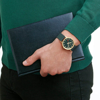 Classic, 40 mm, Forest Green golden Watch, A660.30314.60SBS, mood image with wrist watch worn