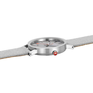 Classic, 36 mm, Good Gray Watch, A660.30314.80SBH, Side view with focus on the red strap