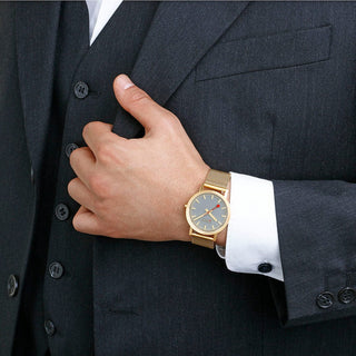 Classic, 40 mm, Good Gray Golden Stainless Steel Watch, A660.30314.80SBM, mood image with wrist watch worn