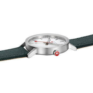 Classic, 40mm, Modern Park Green Watch, A660.30360.17SBS, Detail view with focus on the case and red crown