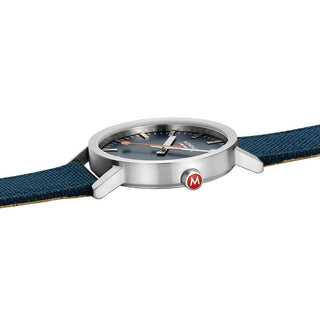 Classic, 40 mm, Deepest Blue Watch, A660.30360.40SBD, Side view with focus on the red crown