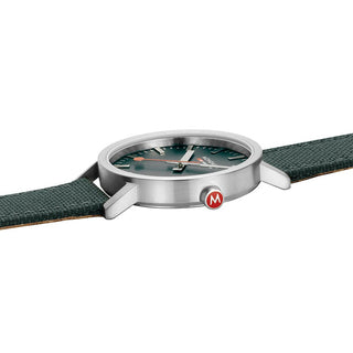 Classic, 36 mm, Park Green Watch, A660.30314.60SBF, Side view with focus on the red crown