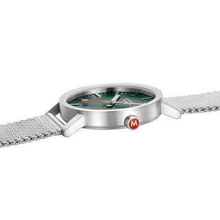 Classic, 40 mm, Stainless Steel Watch, A660.30360.60SBJ, Side view with focus on the red crown