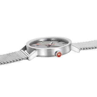 Classic, 40 mm, Stainless Steel Watch, A660.30360.80SBJ, Side view with focus on the red crown