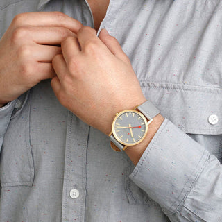 Classic, 40 mm, Good Gray Golden Watch, A660.30360.80SBU, mood image with wrist watch worn