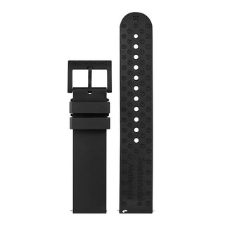 Natural rubber strap, 20mm, FPM.16920.22B.K, Front and back view of the natural rubber black strap with black buckle