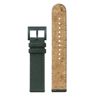 essence, 41mm, park green sustainable watch, MS1.41160.LF, Front and back view of the textile strap