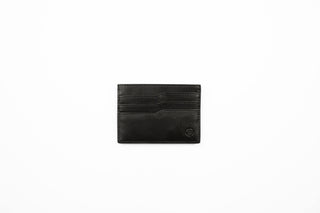 Black Vegan Grape Leather Wallet, JAC.D095, Back view with Mondaine logo on it