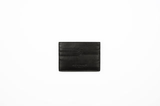 Black Vegan Grape Leather Wallet, JAC.D095, Front view with Mondaine logo on it