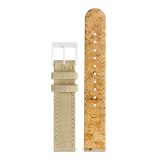 essence white, 32mm, sustainable watch for women, MS1.32110.LS, Front view of the textile strap