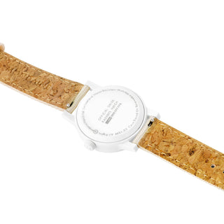 essence white, 32mm, sustainable watch for women, MS1.32111.LT, Case back view with SBB logo
