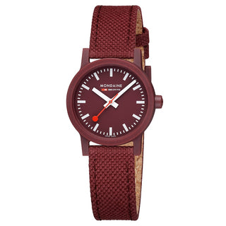 essence, 32mm, Dark Red Cherry sustainable watch, MS1.32130.LC, Front view