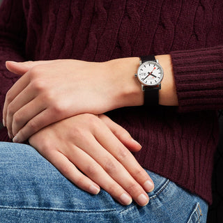 evo2, 30 mm, black vegan grape leather watch, MSE.30210.LBV, Mood image with wrist watch worn