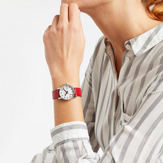 evo2, 30 mm, red vegan grape leather watch, MSE.30210.LCV, Mood image with wrist watch worn