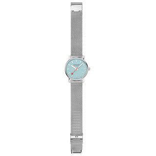 evo2, 35mm, Turquoise Lake Stainless Steel Watch, MSE.35140.SM, Front view with strap