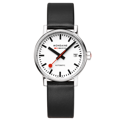 evo2 Automatic, 35 mm, black vegan grape leather watch, MSE.35610.LBV, Front view