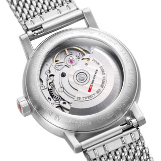 evo2 Automatic, 35 mm, stainless steel watch, MSE.35610.SM, Close-up view of the see-through case back view