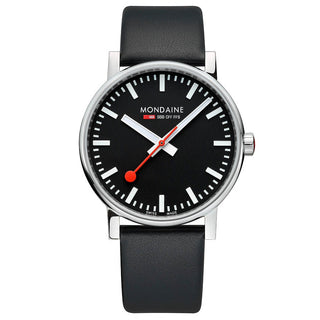Classic, 43 mm, Black Leather Watch, MSE.43120.LB, Front view
