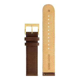 Brown genuine leather strap, 20mm, FEM.3120.70R.1.K, Front and back view of the genuine leather strap