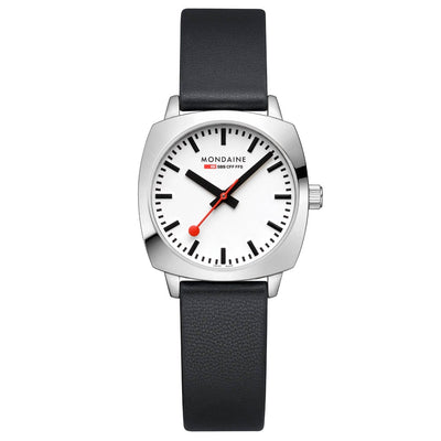 Cushion, 31MM, Black vegan grape leather Watch, MSL.31110.LBV, Front view