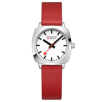 Cushion, 31MM, Red vegan grape leather Watch, MSL.31110.LCV, Front view
