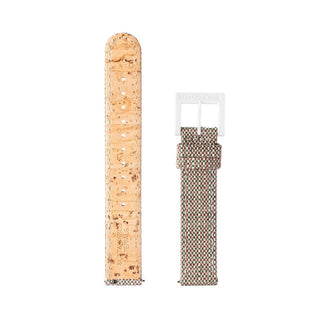 essence, 41mm, sustainable watch for men and women, MS1.41110.LD.SET, Front and back view of the textile strap