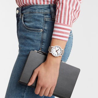essence, 41mm, sustainable watch for men and women, MS1.41110.LD.SET, Mood image with wrist watch worn