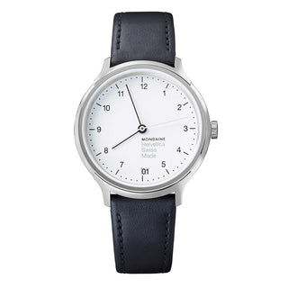 Discontinued | Helvetica Regular, 33 mm, black leather watch, MH1.R1210.LB